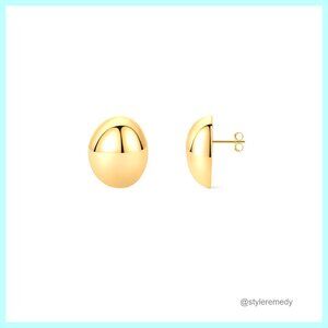 14K Gold Plated Chunky Vintage Stud Earrings, Hypoallergenic, 19x23mm